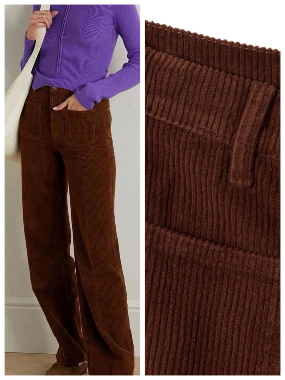 REFORMATION Alyssa Brown High Rise Wide Leg Wide Wale Corduroy Pants size 30